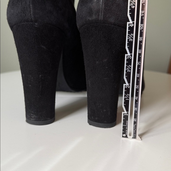 Stuart Weitzman Glove High-Heel Booties Suede Satin Lined Neutral Girl Boss 8 - Picture 16 of 17